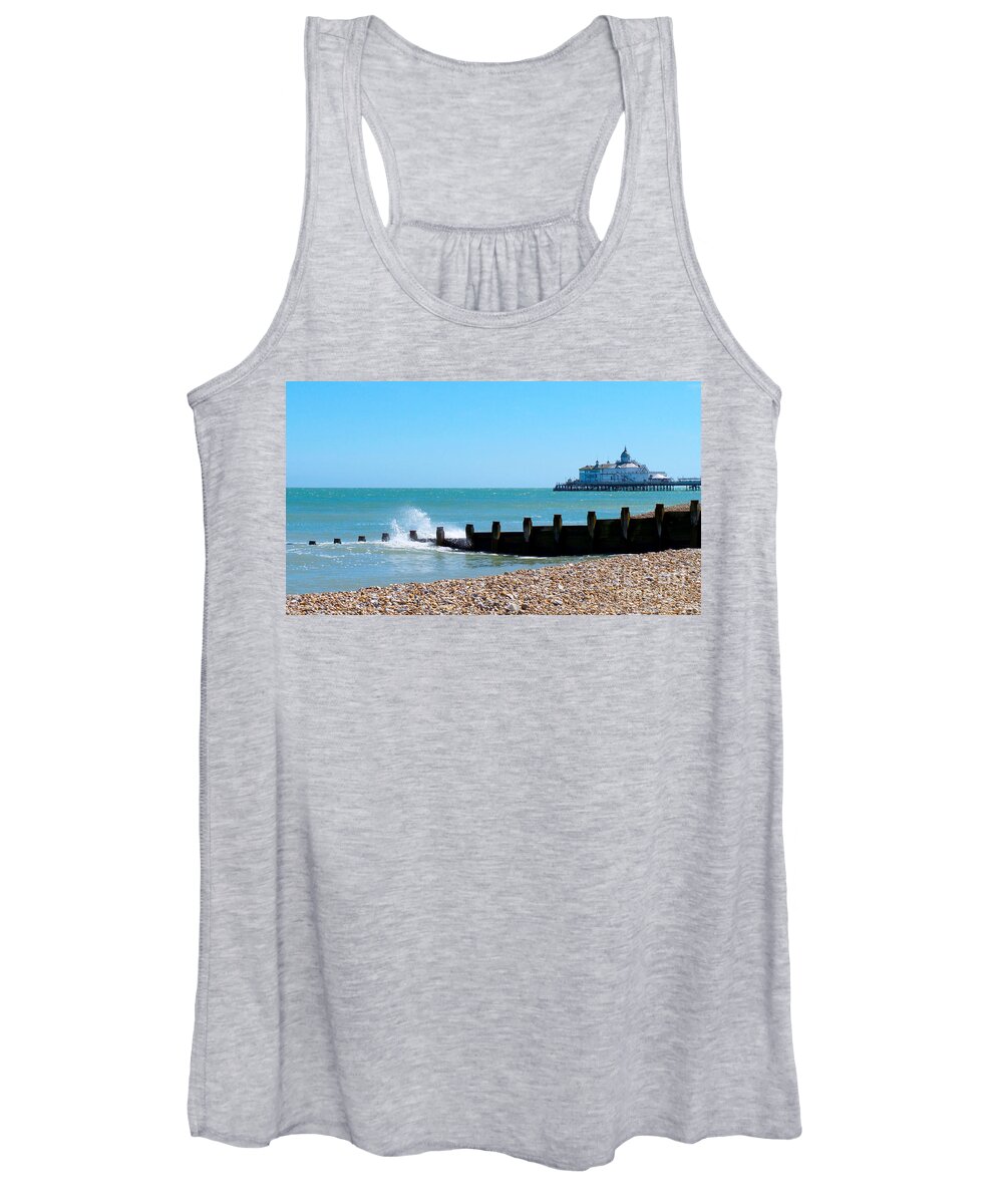 Photography Women's Tank Top featuring the photograph Splashing waves by the sea by Francesca Mackenney