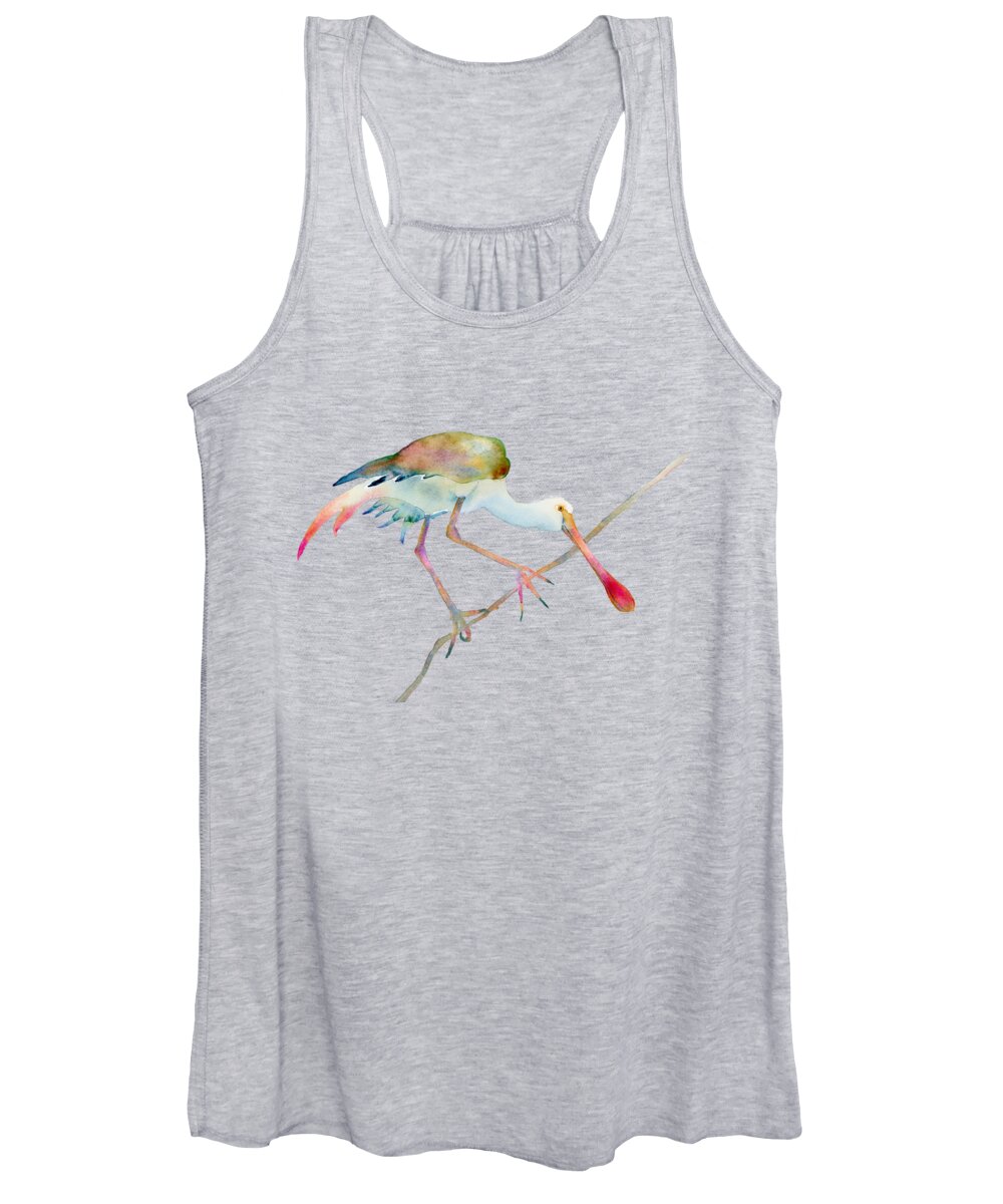 Watercolor Women's Tank Top featuring the painting Spoonbill by Amy Kirkpatrick
