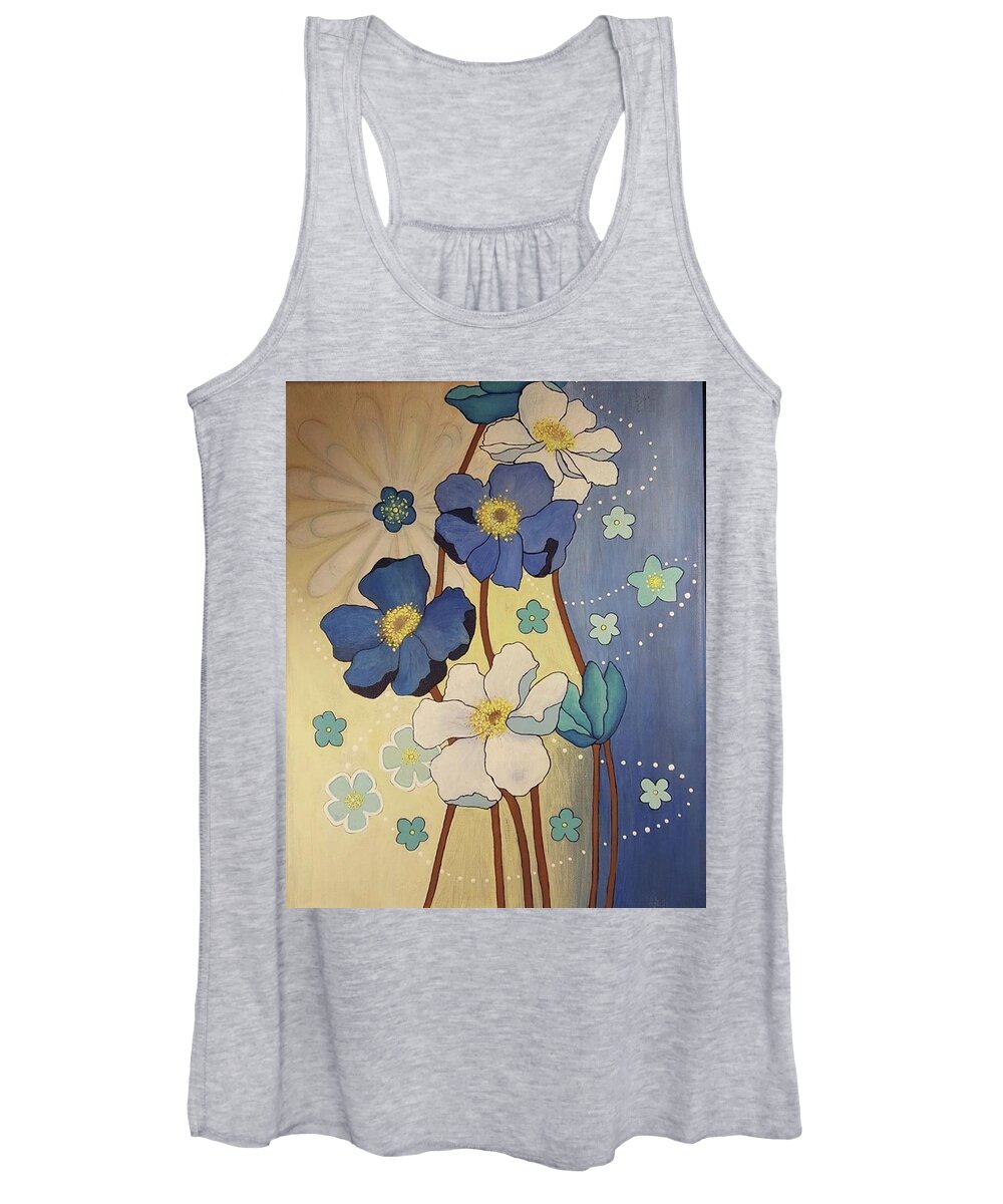 #flowers #artwithflowers #acrylicart #artforsale #acrylicartforsale #paintingsforsale Women's Tank Top featuring the painting Springtime Flowers by Cynthia Silverman