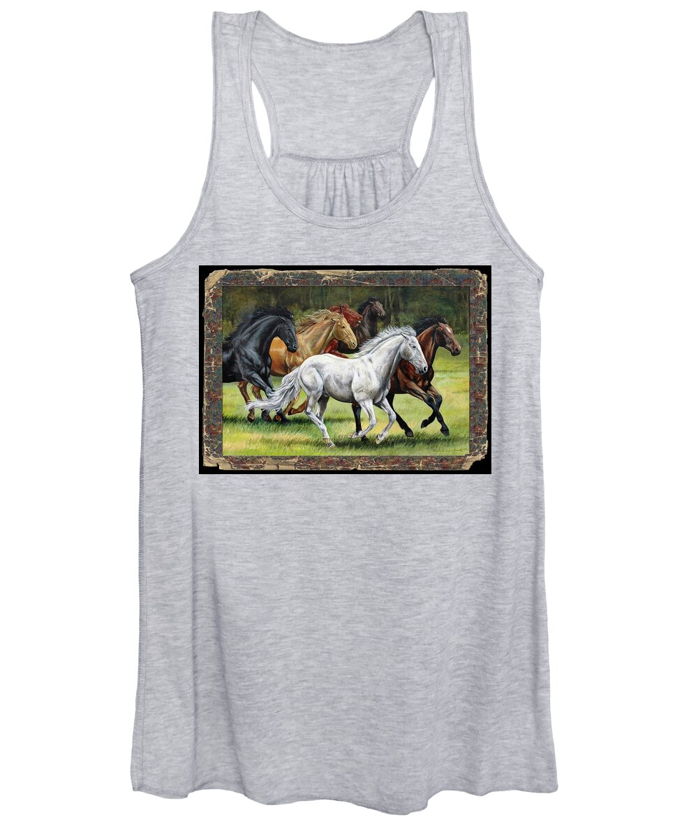 Horse Women's Tank Top featuring the painting Spunky and the Gang by Cynthia Westbrook
