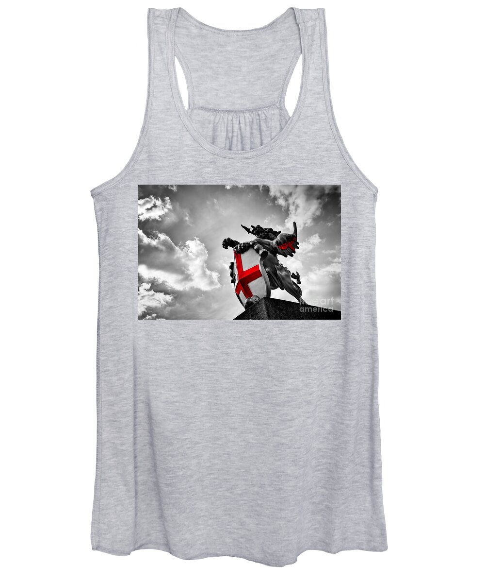 England Women's Tank Top featuring the photograph St George dragon statue in London, the UK by Michal Bednarek