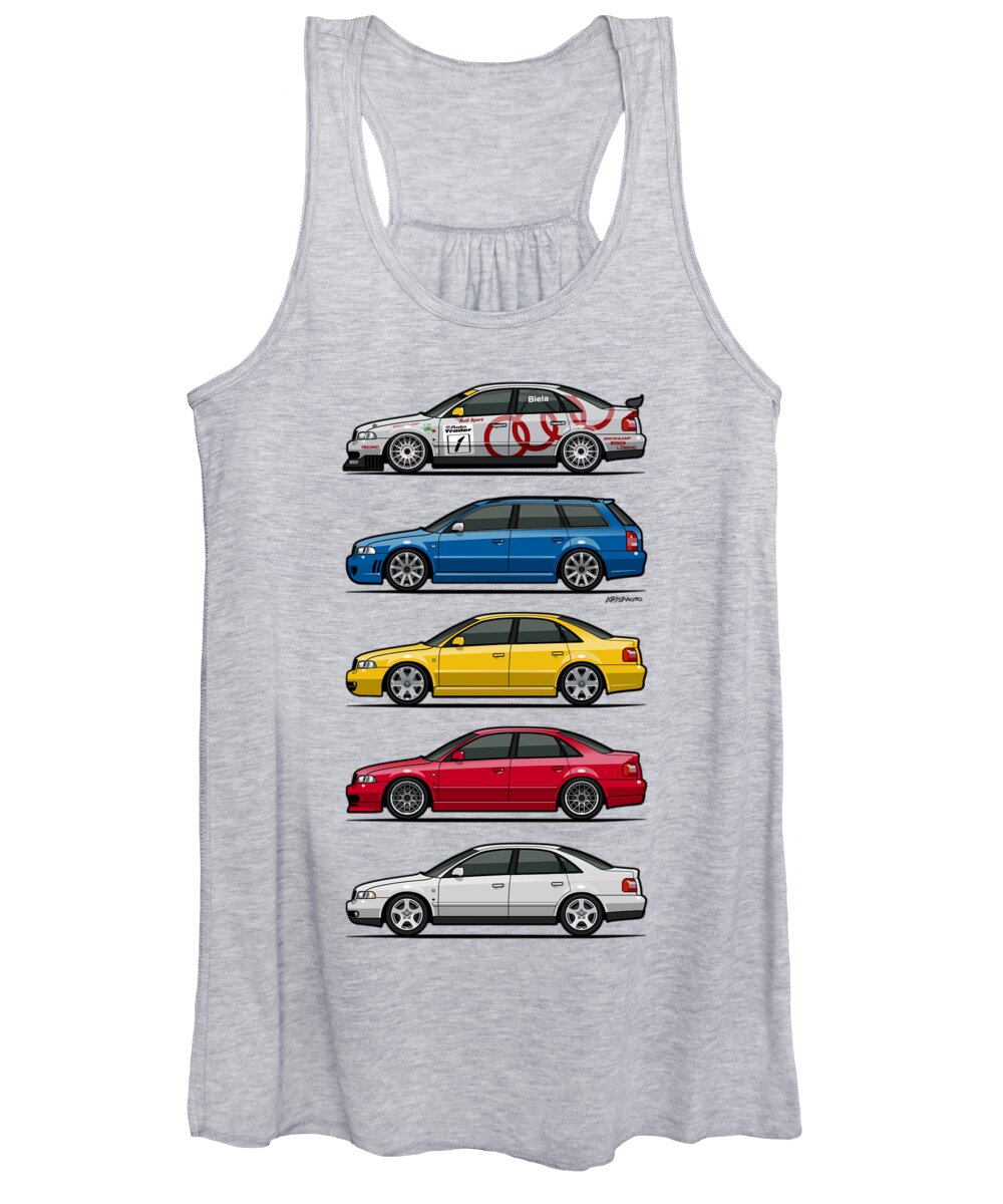 Car Women's Tank Top featuring the digital art Stack of Audi A4 B5 Type 8d by Tom Mayer II Monkey Crisis On Mars