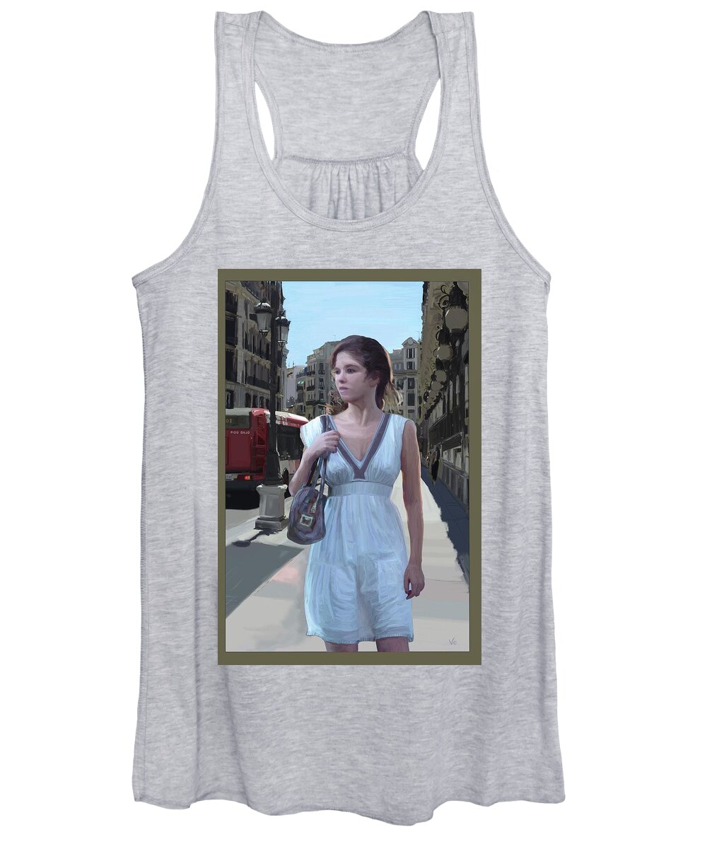 Victor Shelley Women's Tank Top featuring the digital art Standing Figure In Situ by Victor Shelley