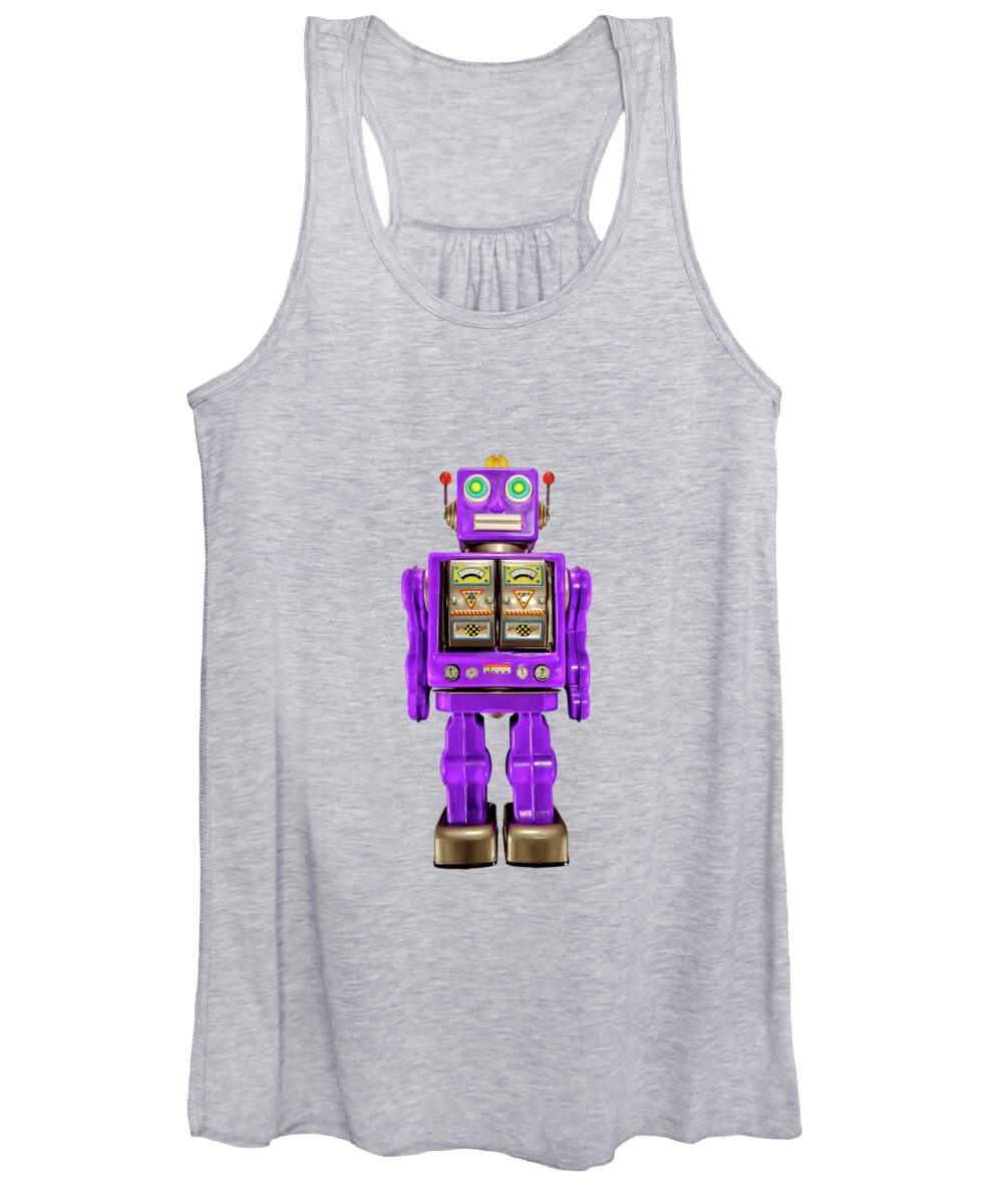 Art Women's Tank Top featuring the photograph Star Strider Robot Purple on Black by YoPedro