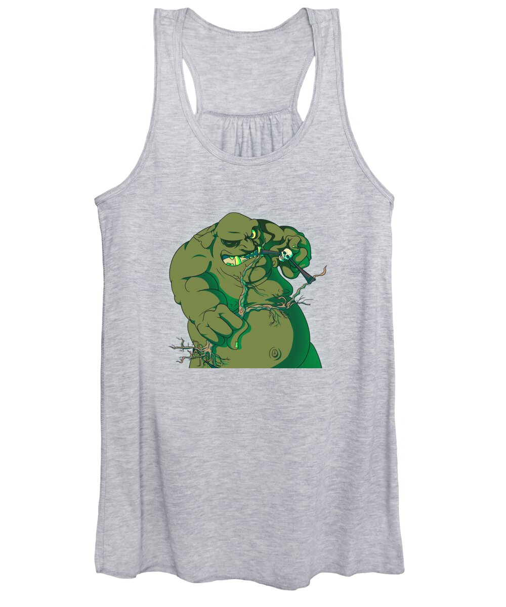 Ogre Women's Tank Top featuring the digital art Storybook ogre shooting heads by Jorgo Photography