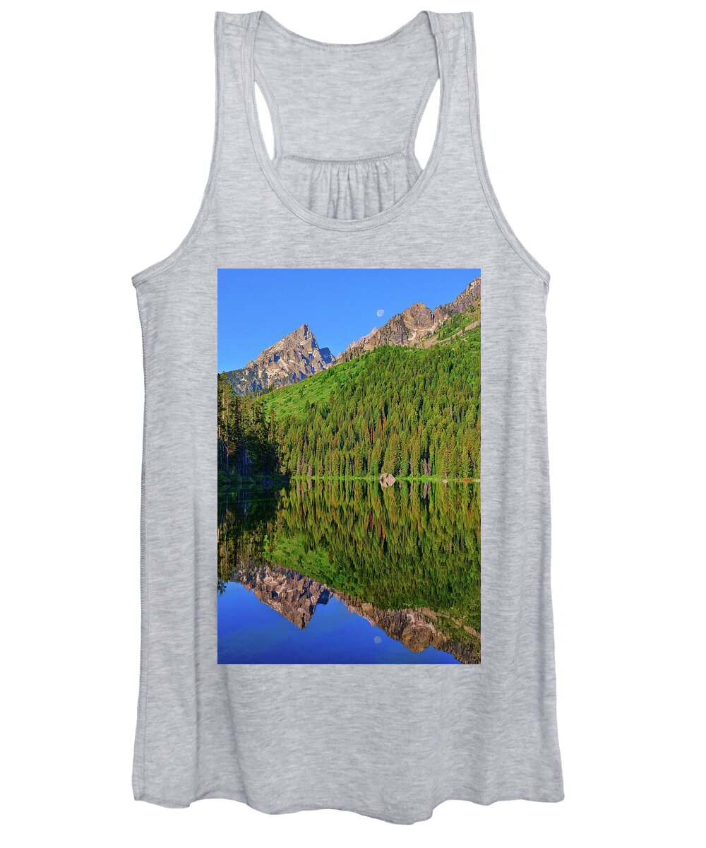 String Lake Women's Tank Top featuring the photograph String Lake Morning Mirror by Greg Norrell