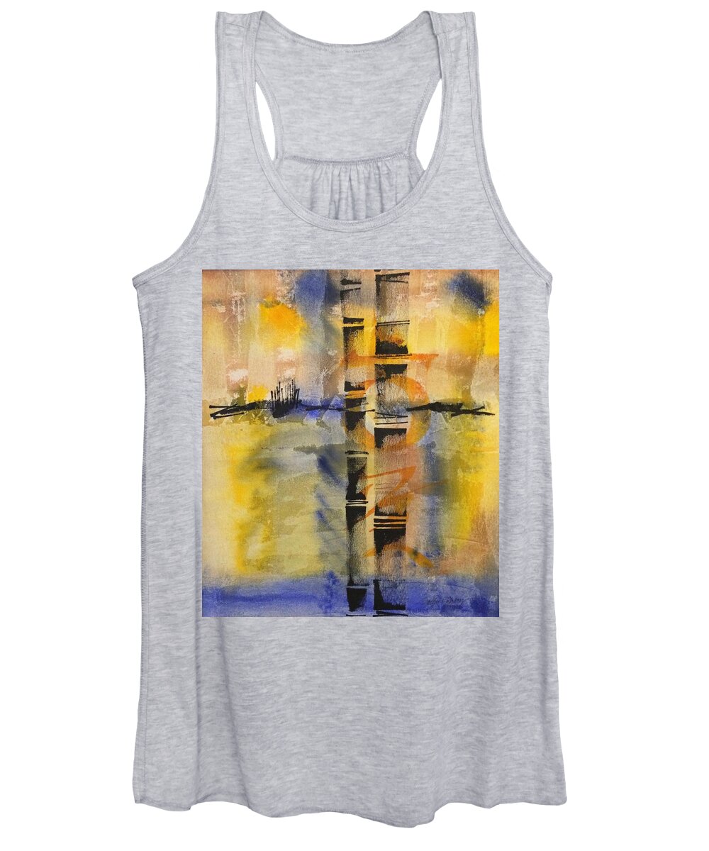 Bamboo Women's Tank Top featuring the drawing Summer Bamboo by Sally Penley