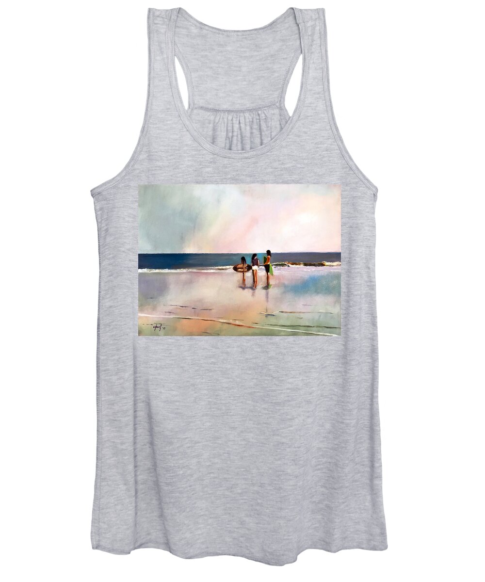 Beach Women's Tank Top featuring the painting Summer Fun by Josef Kelly