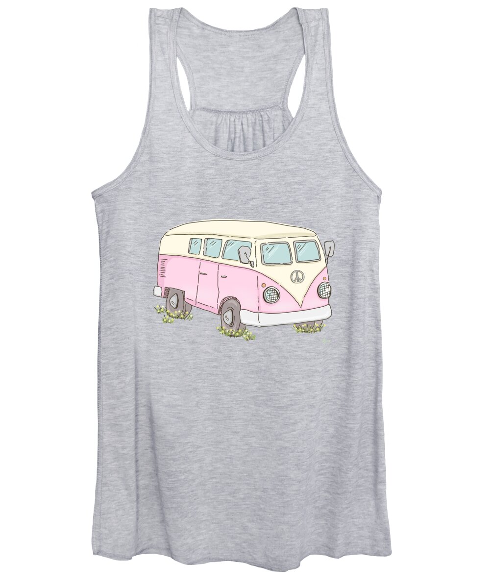 Summer Women's Tank Top featuring the painting Summer Fun Van by Little Bunny Sunshine