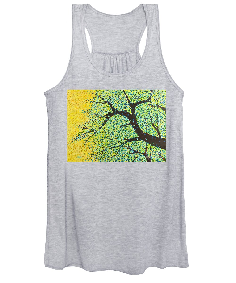 Nature Women's Tank Top featuring the painting Summer tree by Wonju Hulse