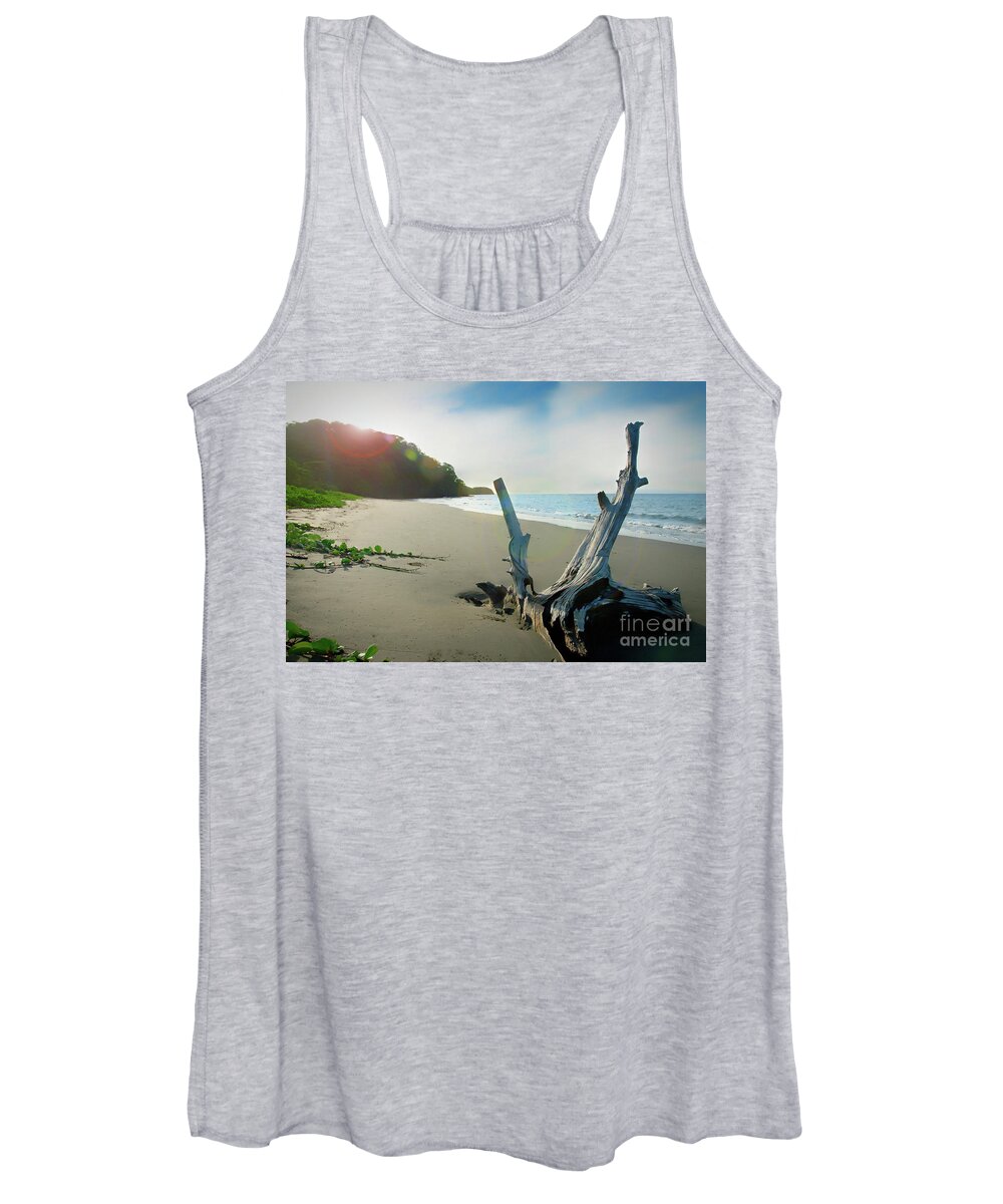 Costa Rica Women's Tank Top featuring the photograph Sun Flare Beach by Ed Taylor