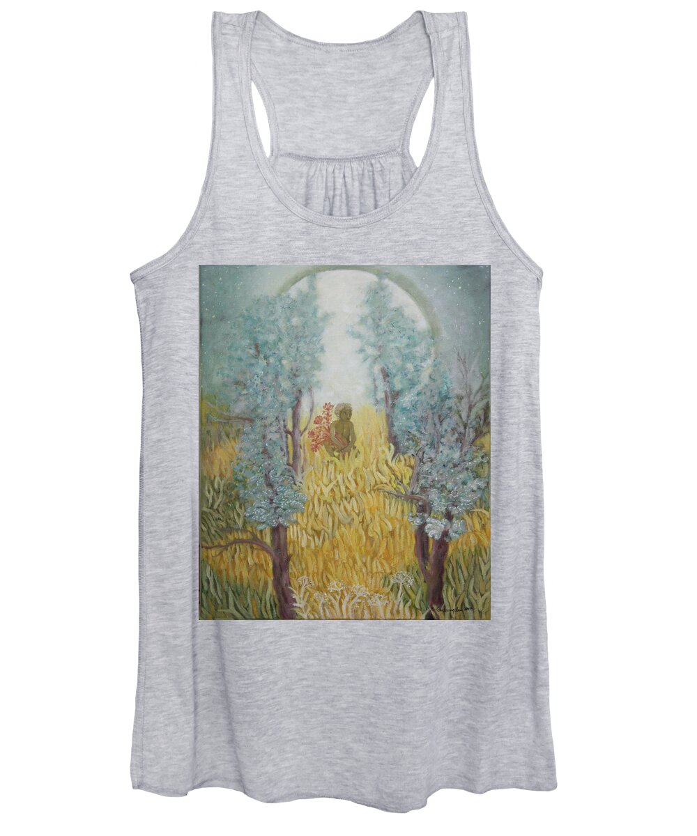 Sun Women's Tank Top featuring the painting Sun is a tanned boy by Elzbieta Goszczycka