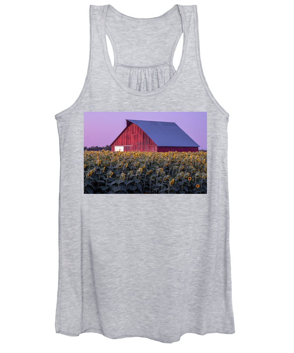Sunflowers Women's Tank Top featuring the photograph Sunflower Barn by Robin Mayoff