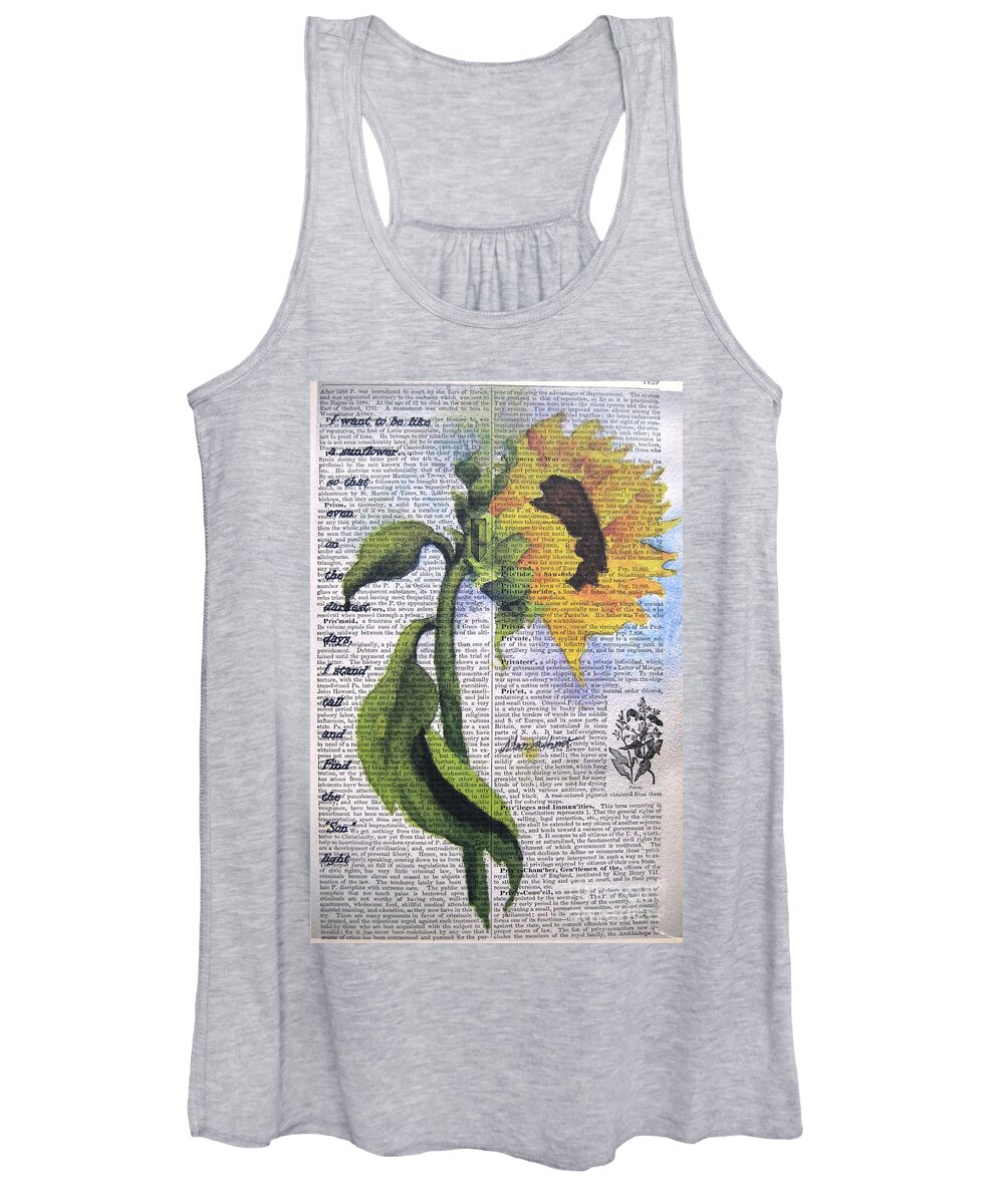 Sunflower Women's Tank Top featuring the painting Sunflower Wish by Maria Hunt