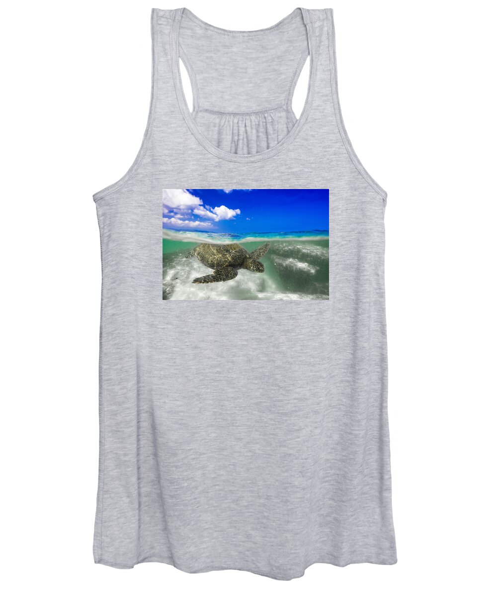 Sea Turtle Women's Tank Top featuring the photograph Sunny and liquid by Leonardo Dale