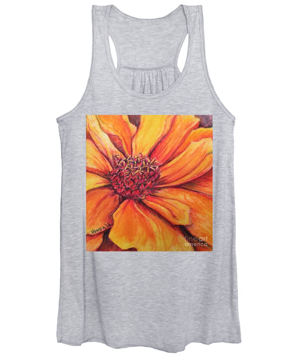 Macro Women's Tank Top featuring the drawing Sunny Perspective by Vonda Lawson-Rosa