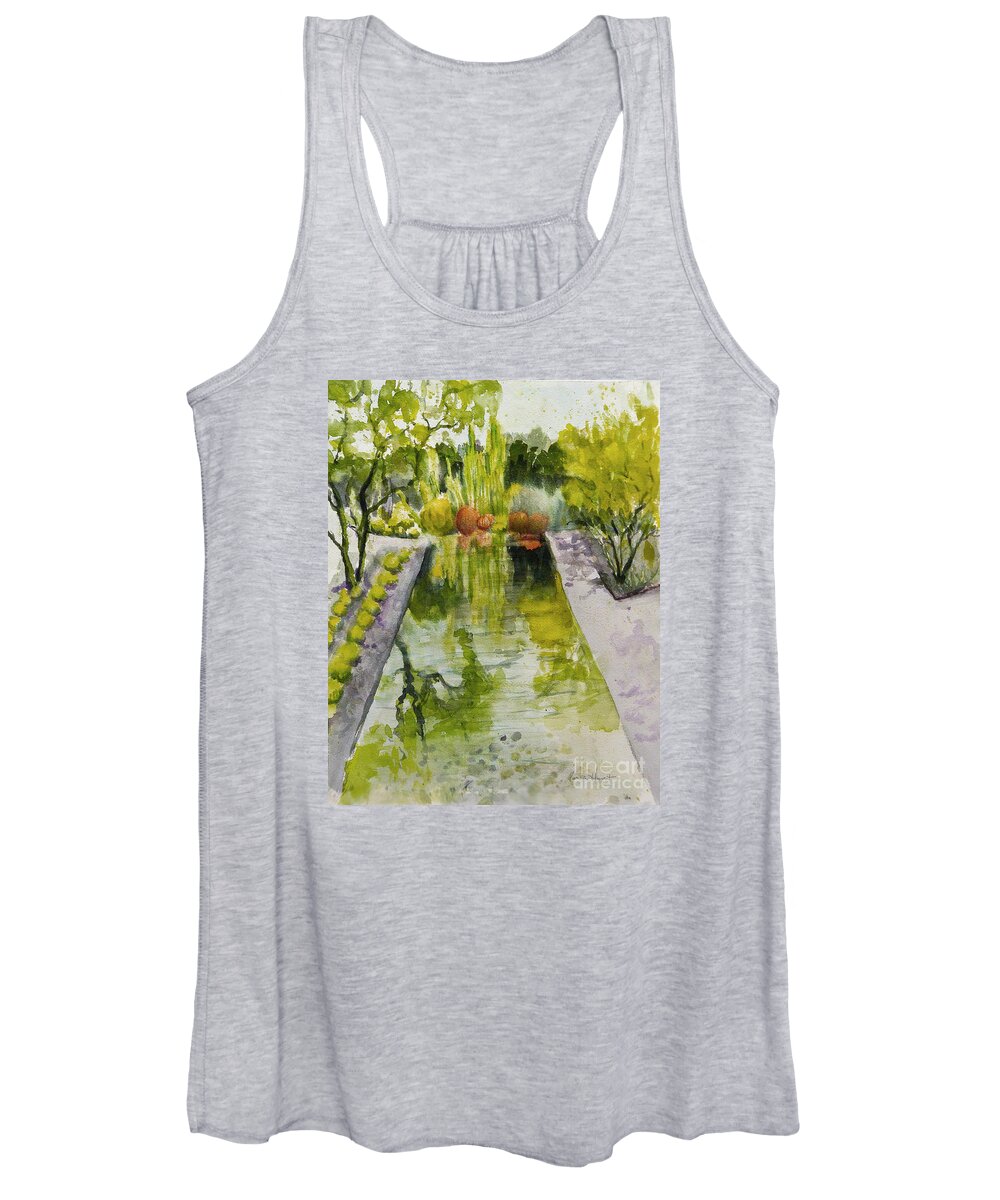 Landscape Women's Tank Top featuring the painting Infinity Pool In the Gardens at Annenburg Estate by Maria Hunt