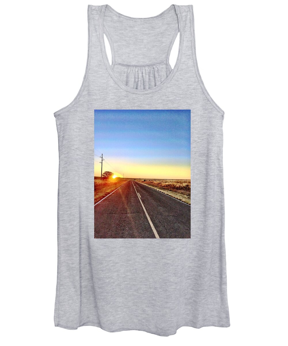 Sunrise Women's Tank Top featuring the photograph Sunrise Road by Brad Hodges