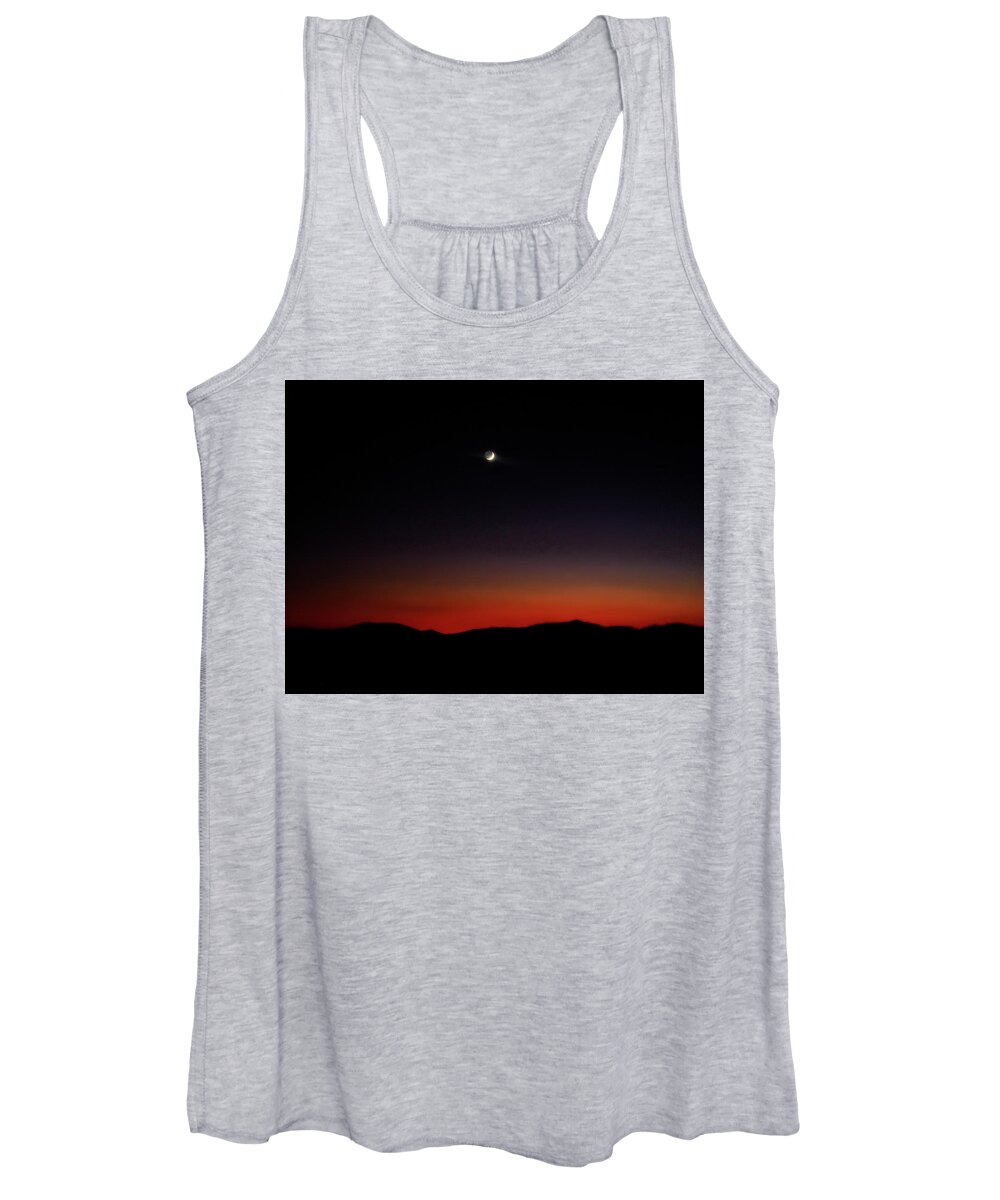Moon Women's Tank Top featuring the photograph Sunset 3 on Autumn Equinox by Rebecca Dru