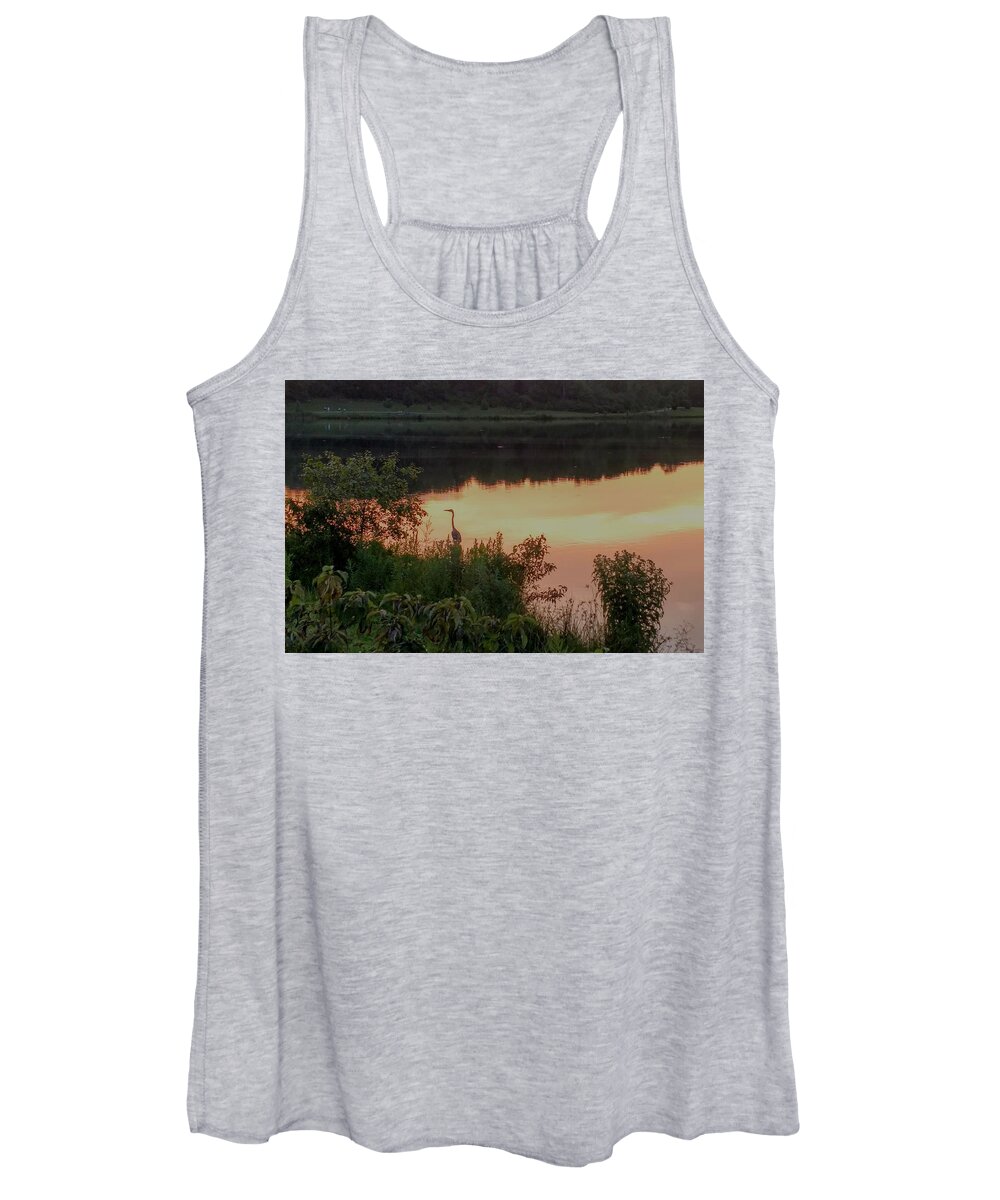  Women's Tank Top featuring the photograph Sunset Heron by Brad Nellis