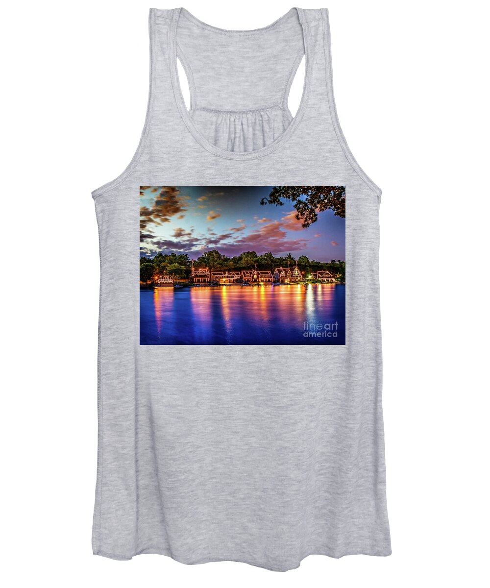 Boathouse Row Women's Tank Top featuring the photograph Sunset Over Boathouse Row by Nick Zelinsky Jr