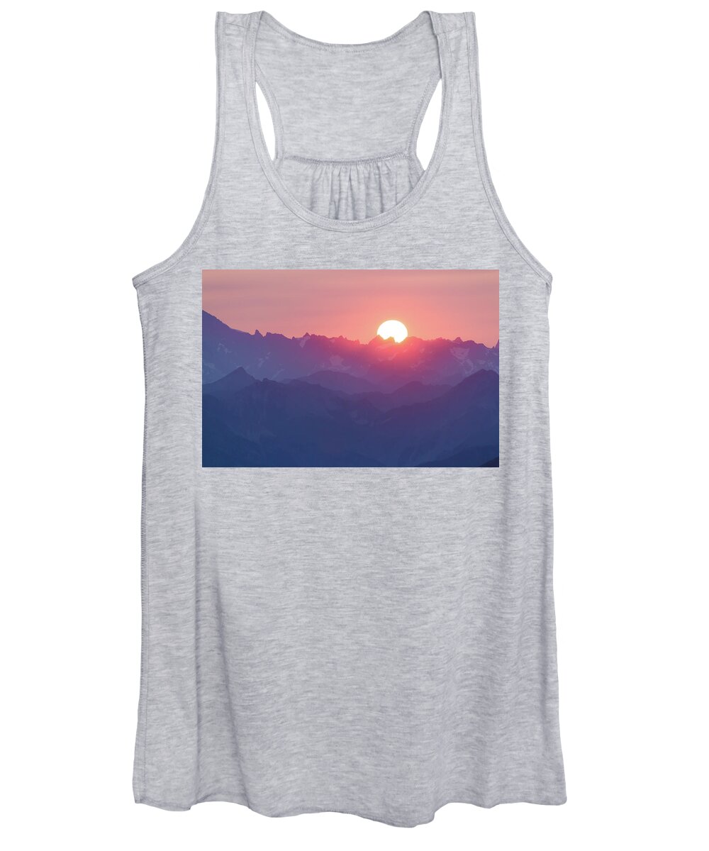 Sunset Women's Tank Top featuring the photograph Sunset over the Alps by Paul MAURICE