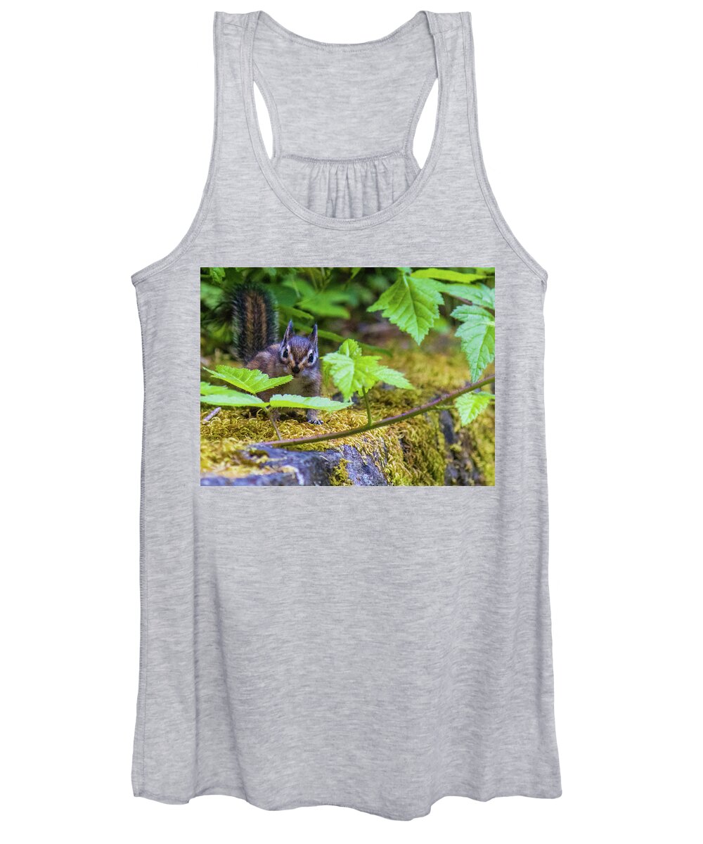 Animal Women's Tank Top featuring the photograph Surprised Chipmunk by Jonny D