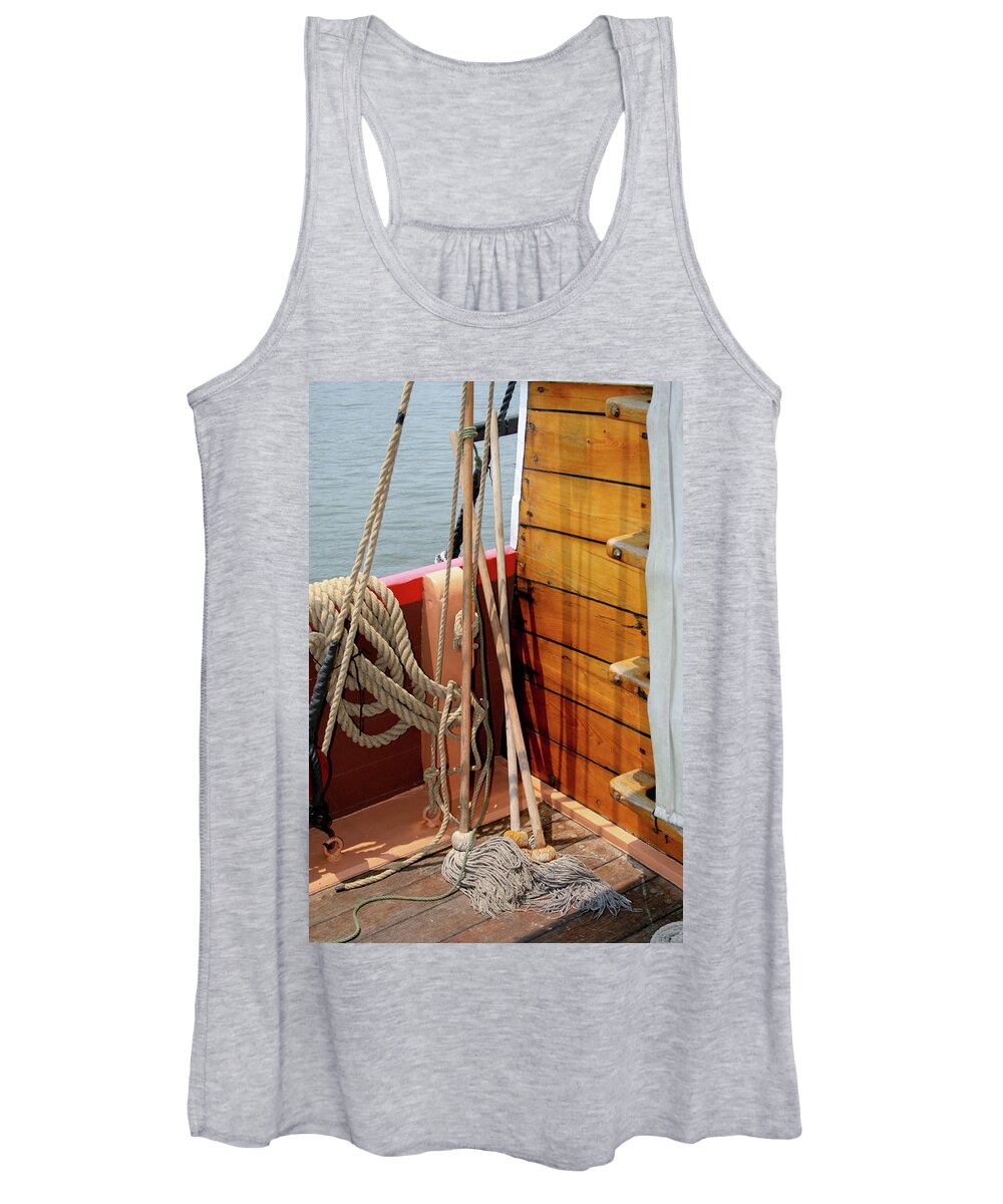 Beach Women's Tank Top featuring the photograph Swab the Deck by Barry Wills