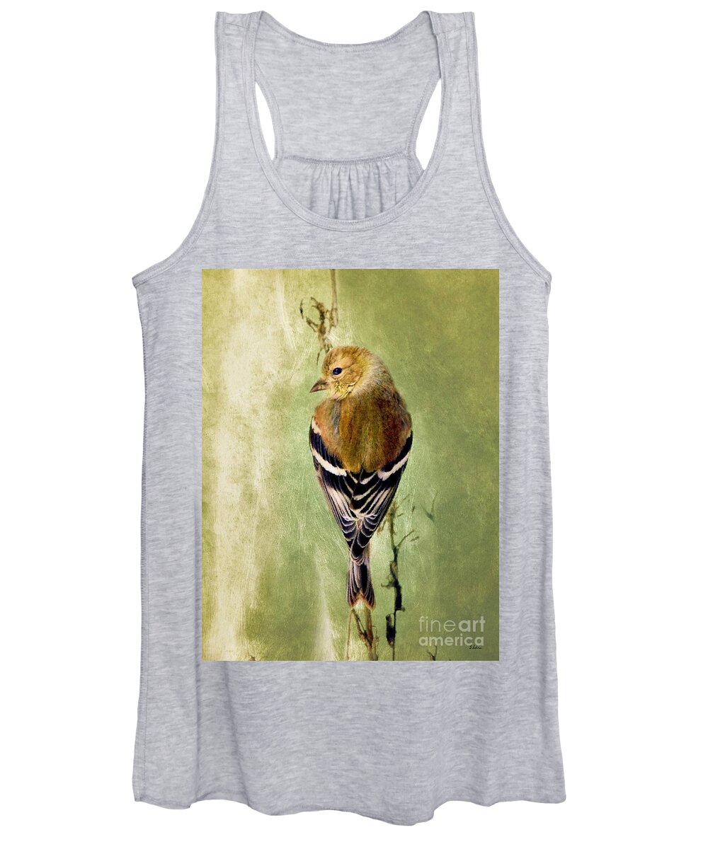 American Goldfinch Women's Tank Top featuring the painting Sweet Goldfinch by Tina LeCour