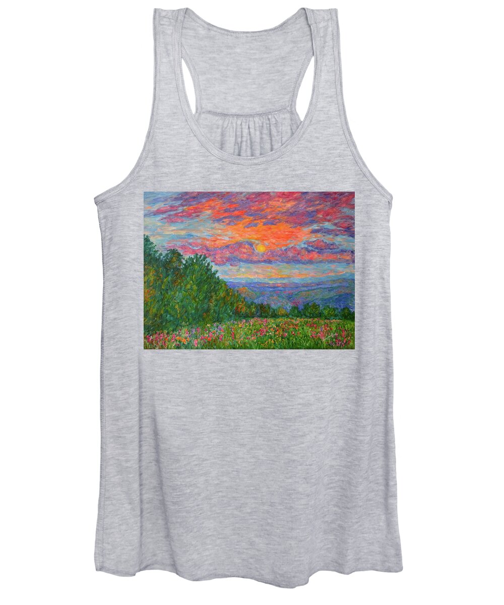 Landscapes For Sale Women's Tank Top featuring the painting Sweet Pea Morning on the Blue Ridge by Kendall Kessler