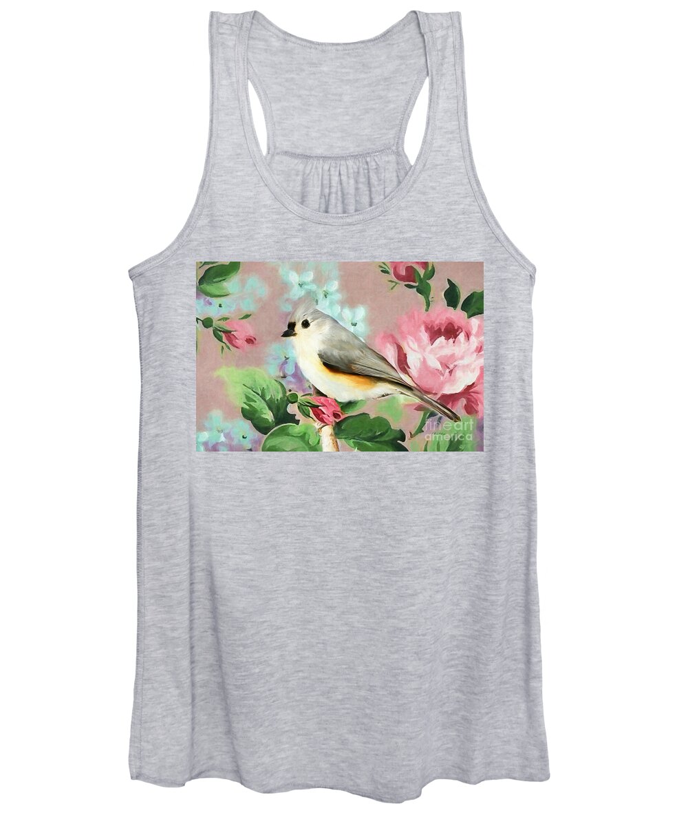 Titmouse Bird Women's Tank Top featuring the painting Sweet Tufted Titmouse by Tina LeCour