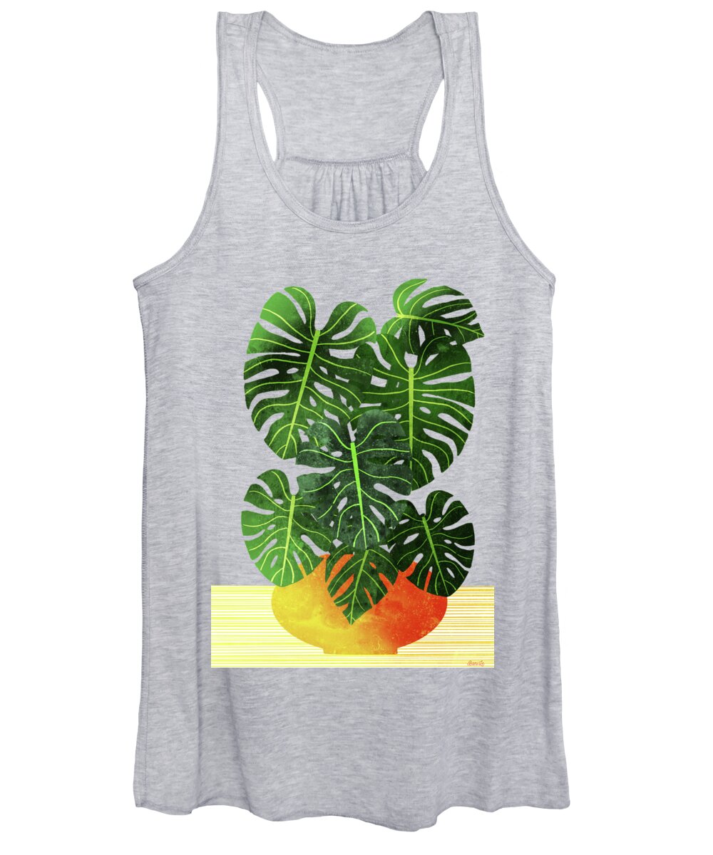 Plant Women's Tank Top featuring the painting Swiss Cheese Plant by Little Bunny Sunshine