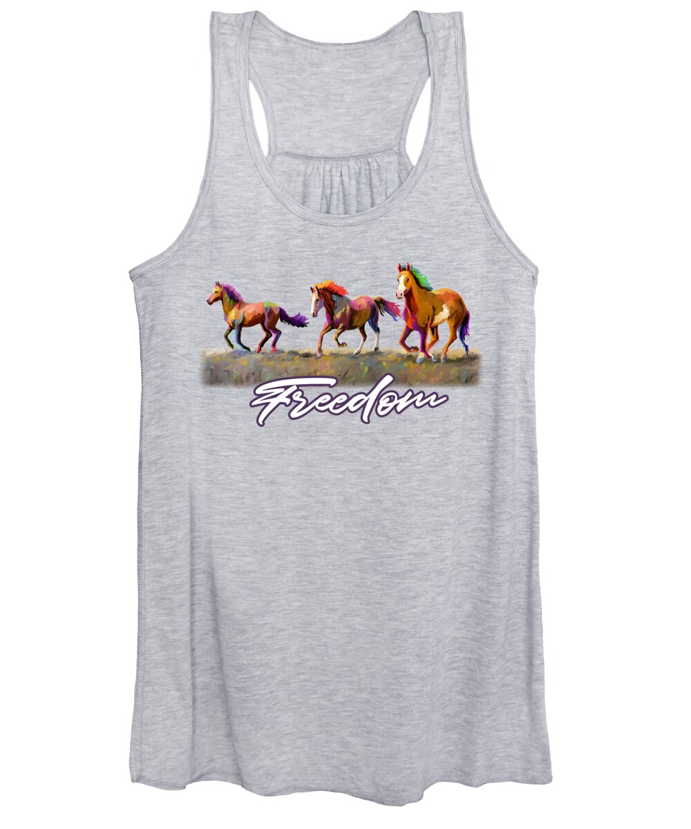 Horse Women's Tank Top featuring the painting Taste of Freedom by Anthony Mwangi