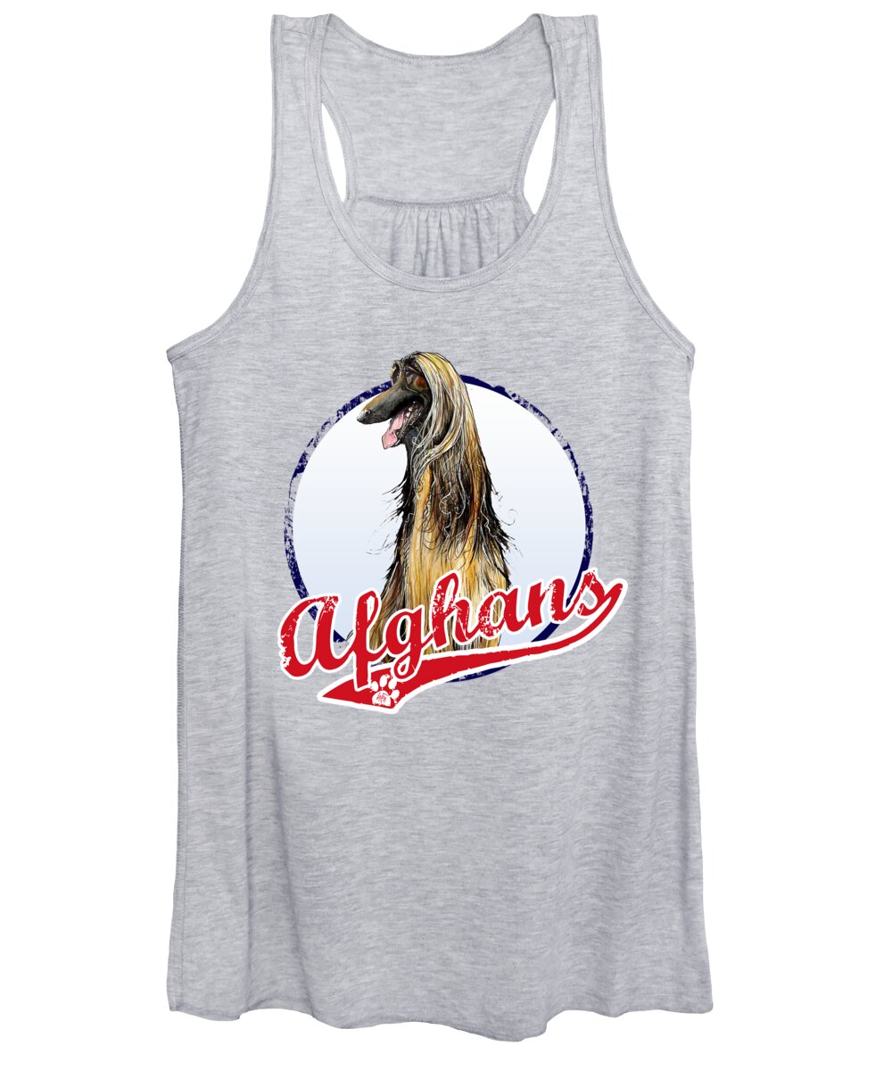 Afghan Hound Women's Tank Top featuring the drawing Team Afghan Hound by John LaFree