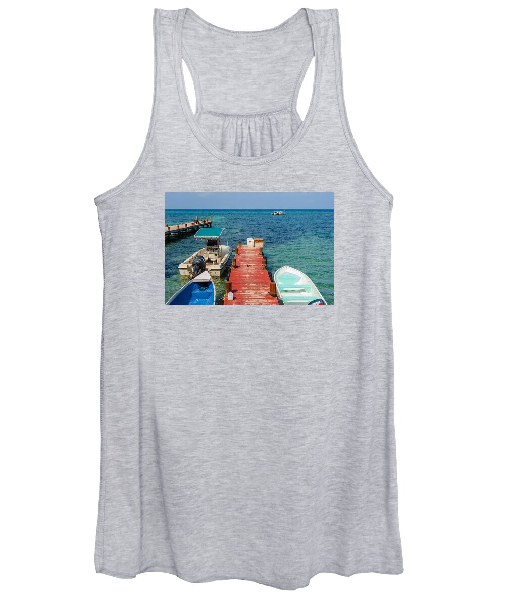 Wall Art Women's Tank Top featuring the photograph The end of the pier, by Charles McCleanon