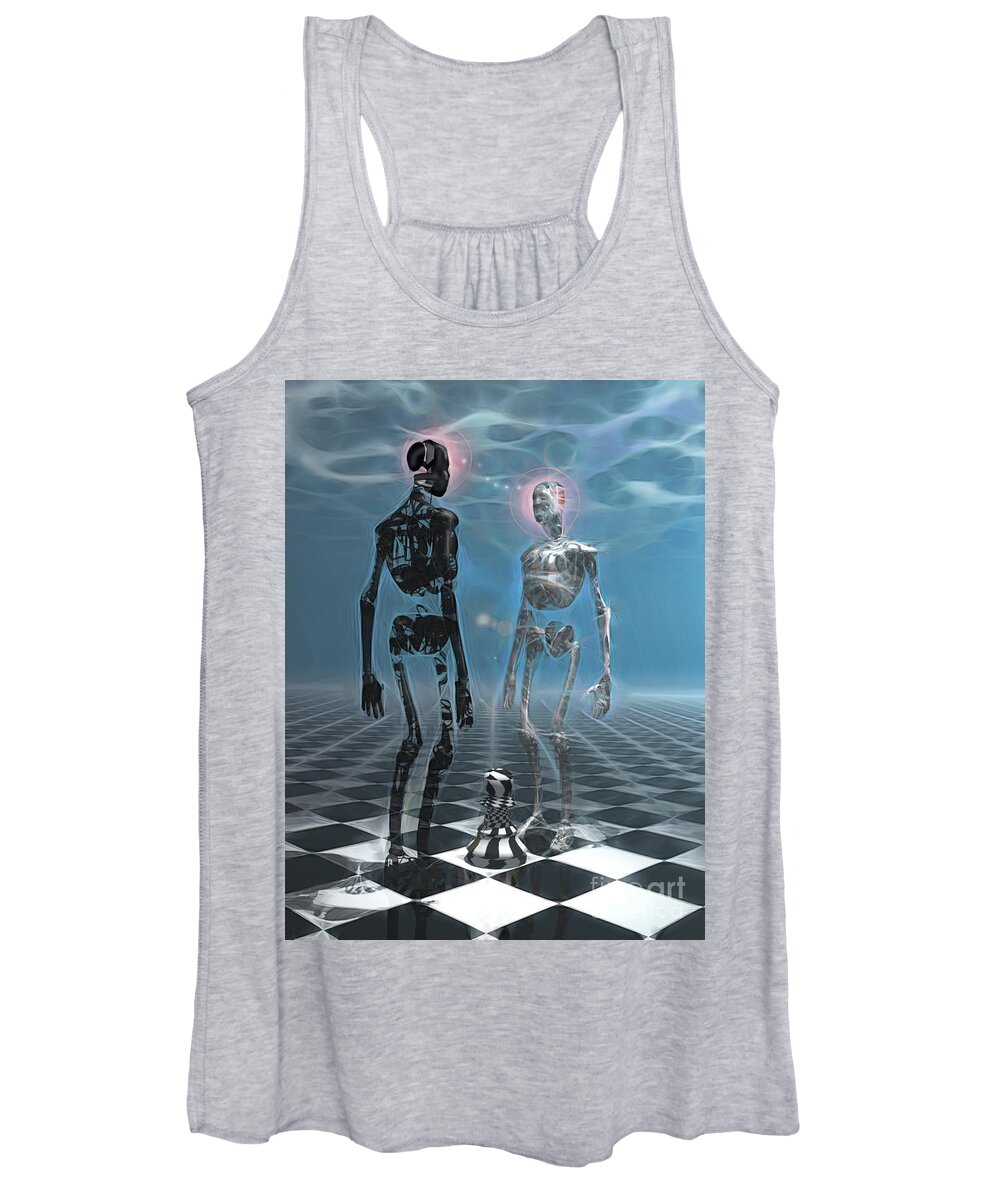 Chess Women's Tank Top featuring the mixed media Tel lethepy by ML Walker