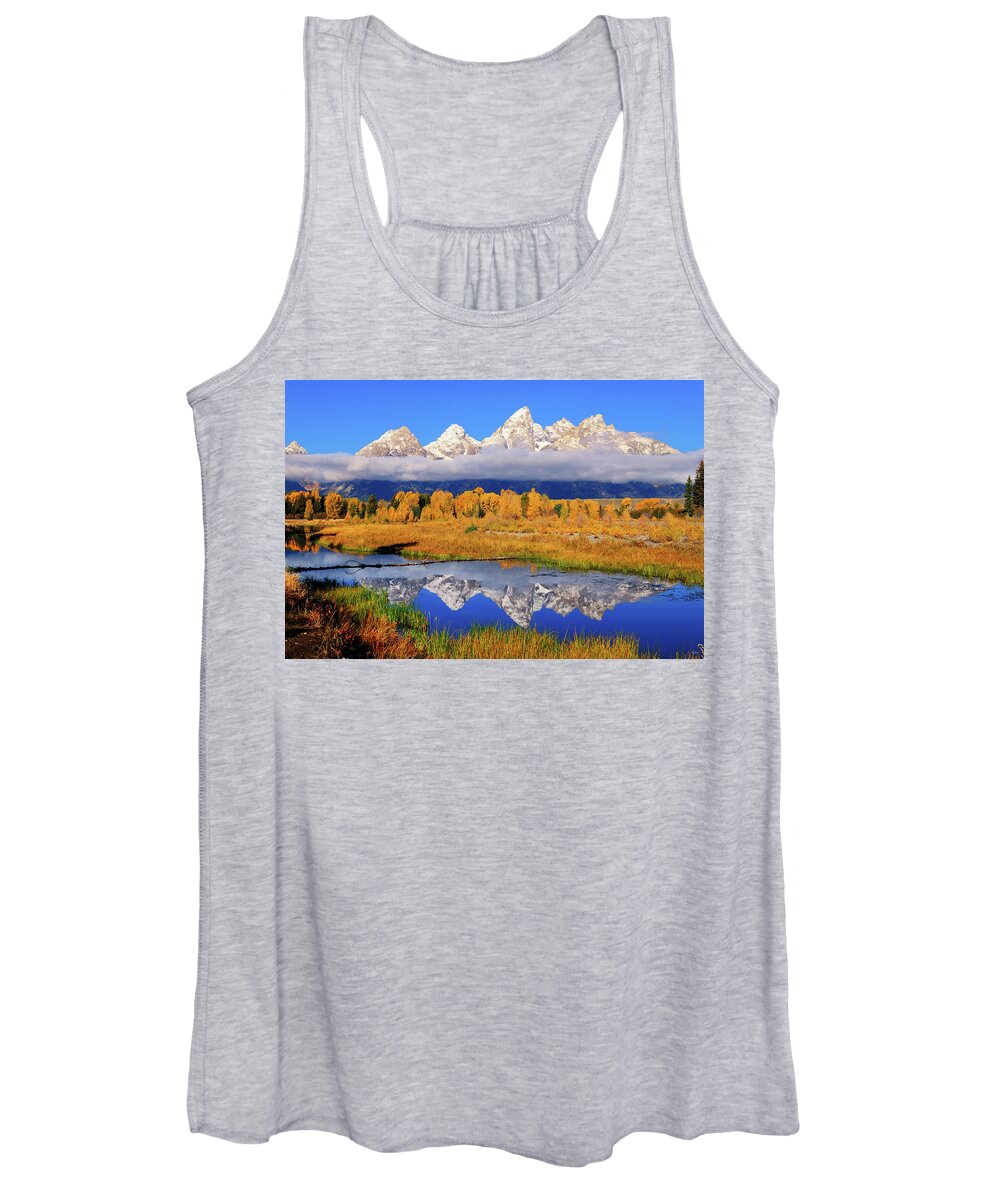 Tetons Women's Tank Top featuring the photograph Teton Peaks Reflections by Greg Norrell