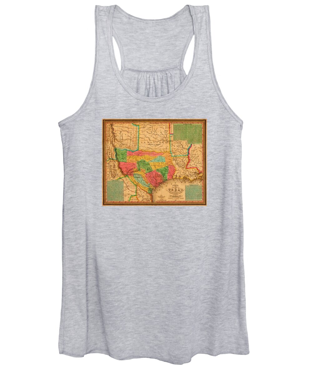 Texas Women's Tank Top featuring the digital art Texas 1835 by J. H. Young by Texas Map Store