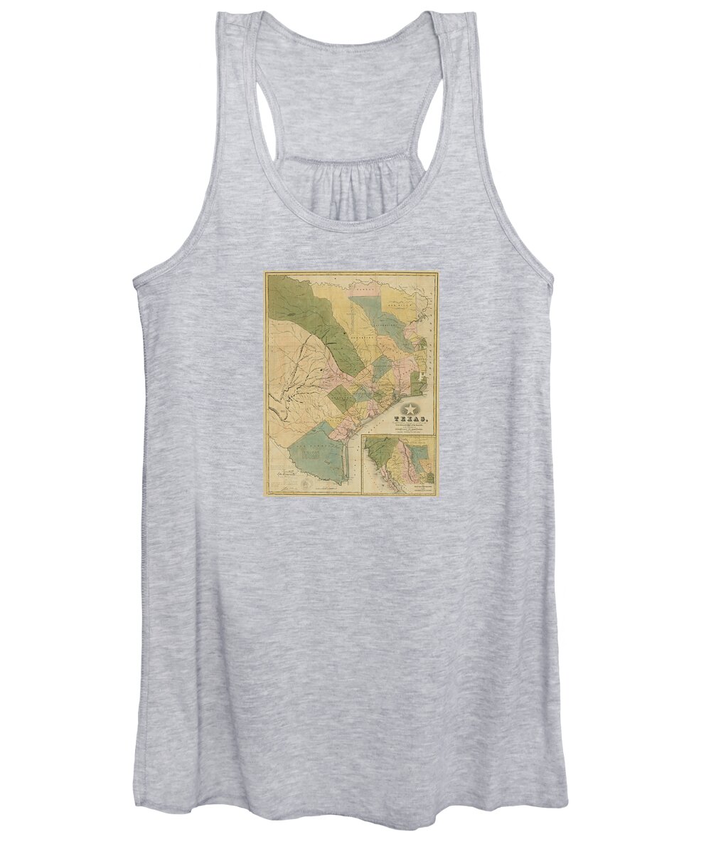 Texas Women's Tank Top featuring the digital art Texas 1839, General Land Office of the Republic by Texas Map Store
