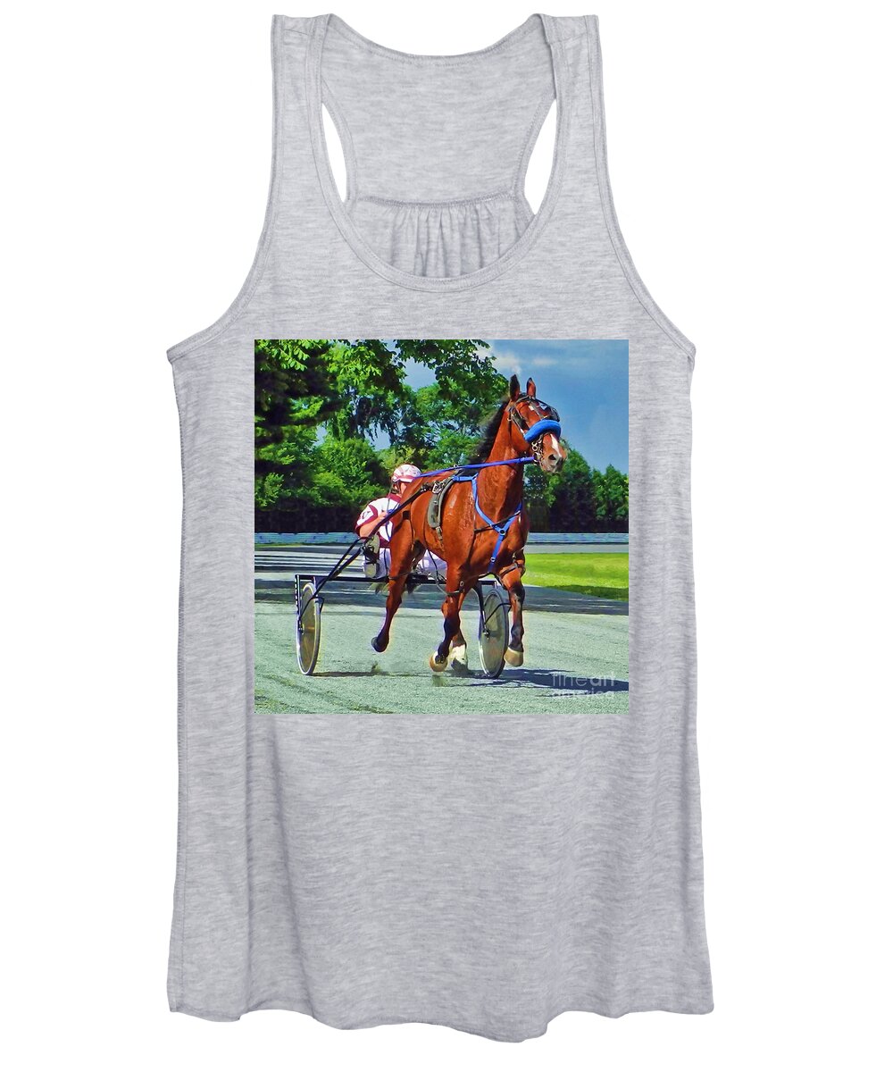 Standardbred Women's Tank Top featuring the photograph The Backstretch by Carol Randall