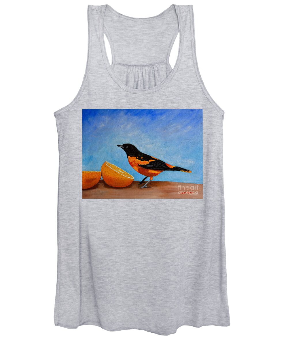 Bird Women's Tank Top featuring the painting The Bird And Orange by Laura Forde