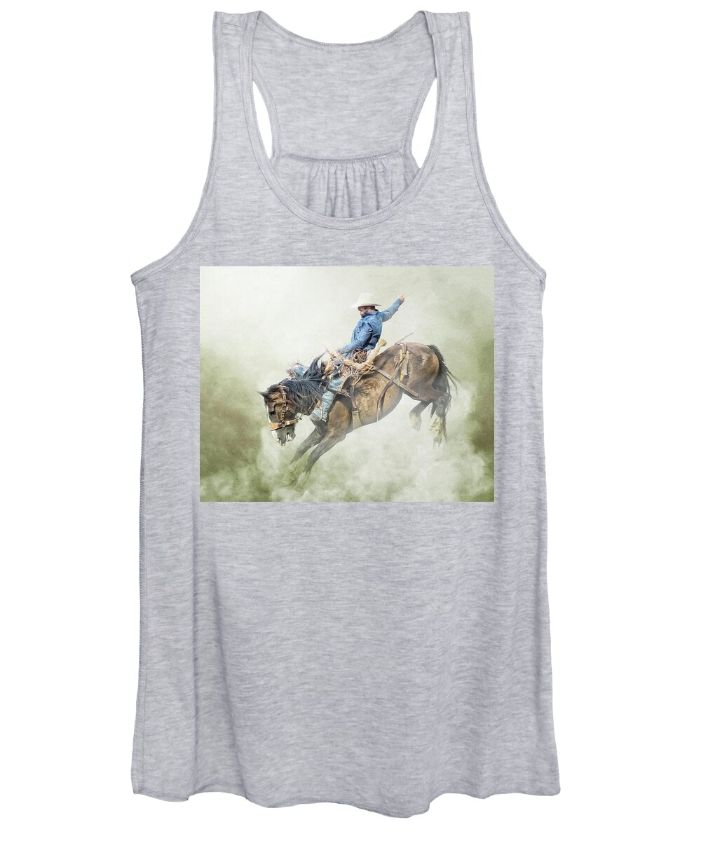 Cowboy Women's Tank Top featuring the photograph The Bronc Stomper by Ron McGinnis