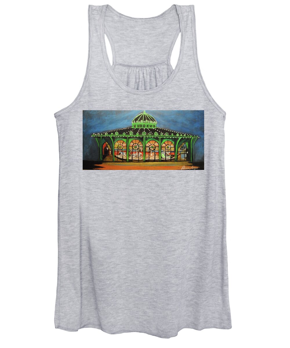 Asbury Park Women's Tank Top featuring the painting The Carousel of Asbury Park by Patricia Arroyo
