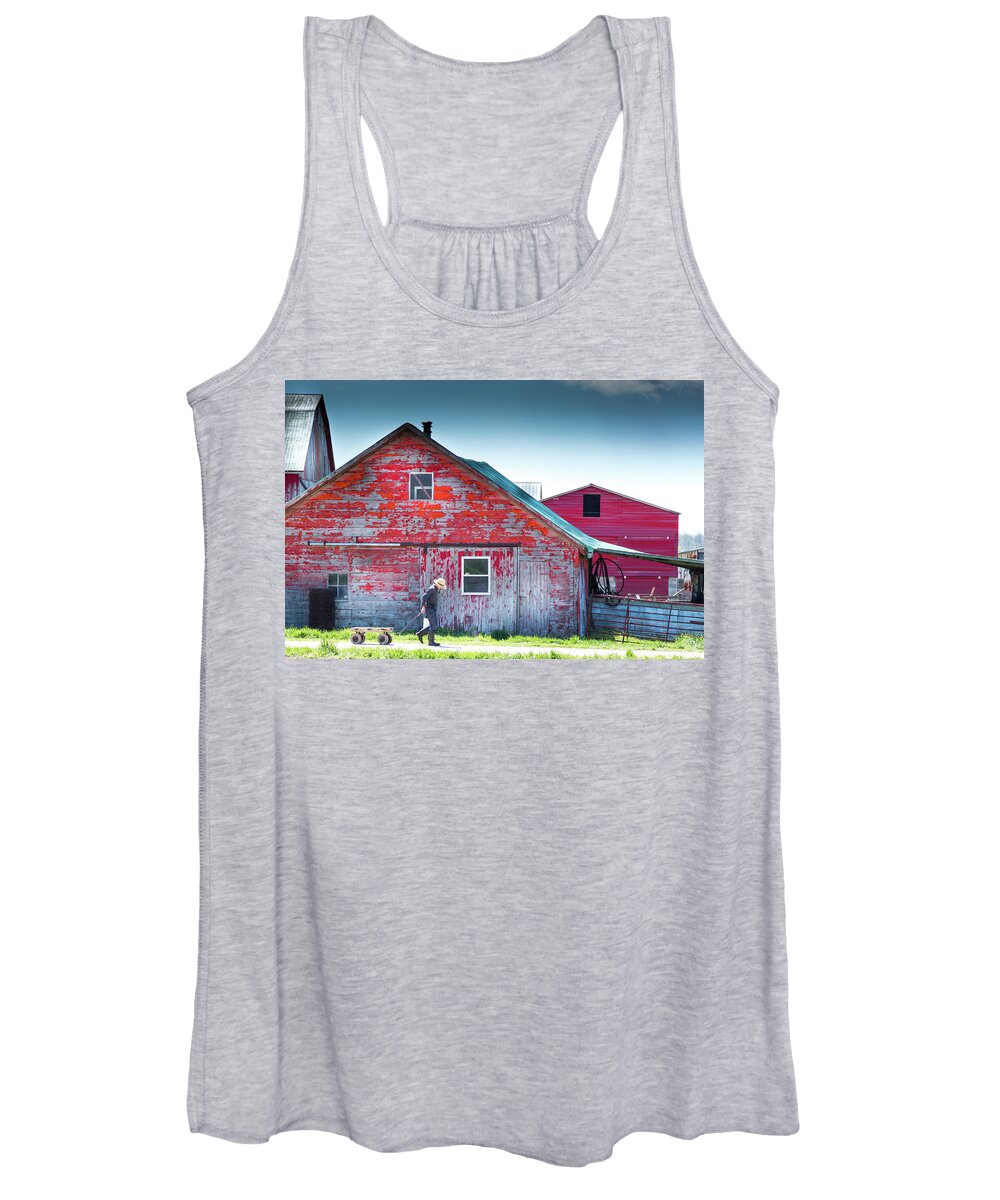 Mennonite Women's Tank Top featuring the photograph The Chores by Brent Buchner