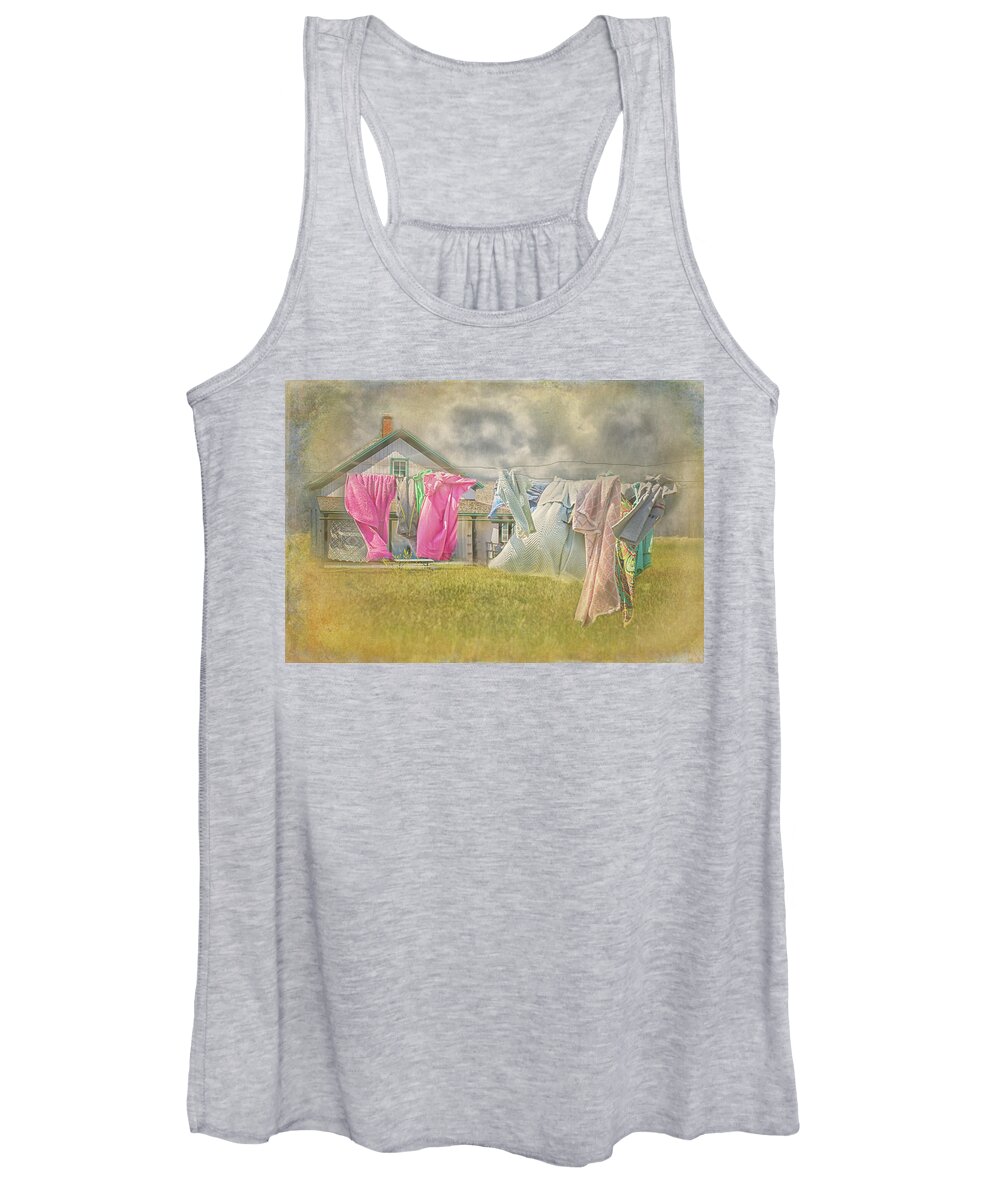 Clothesline Women's Tank Top featuring the digital art The Clothesline by Jolynn Reed