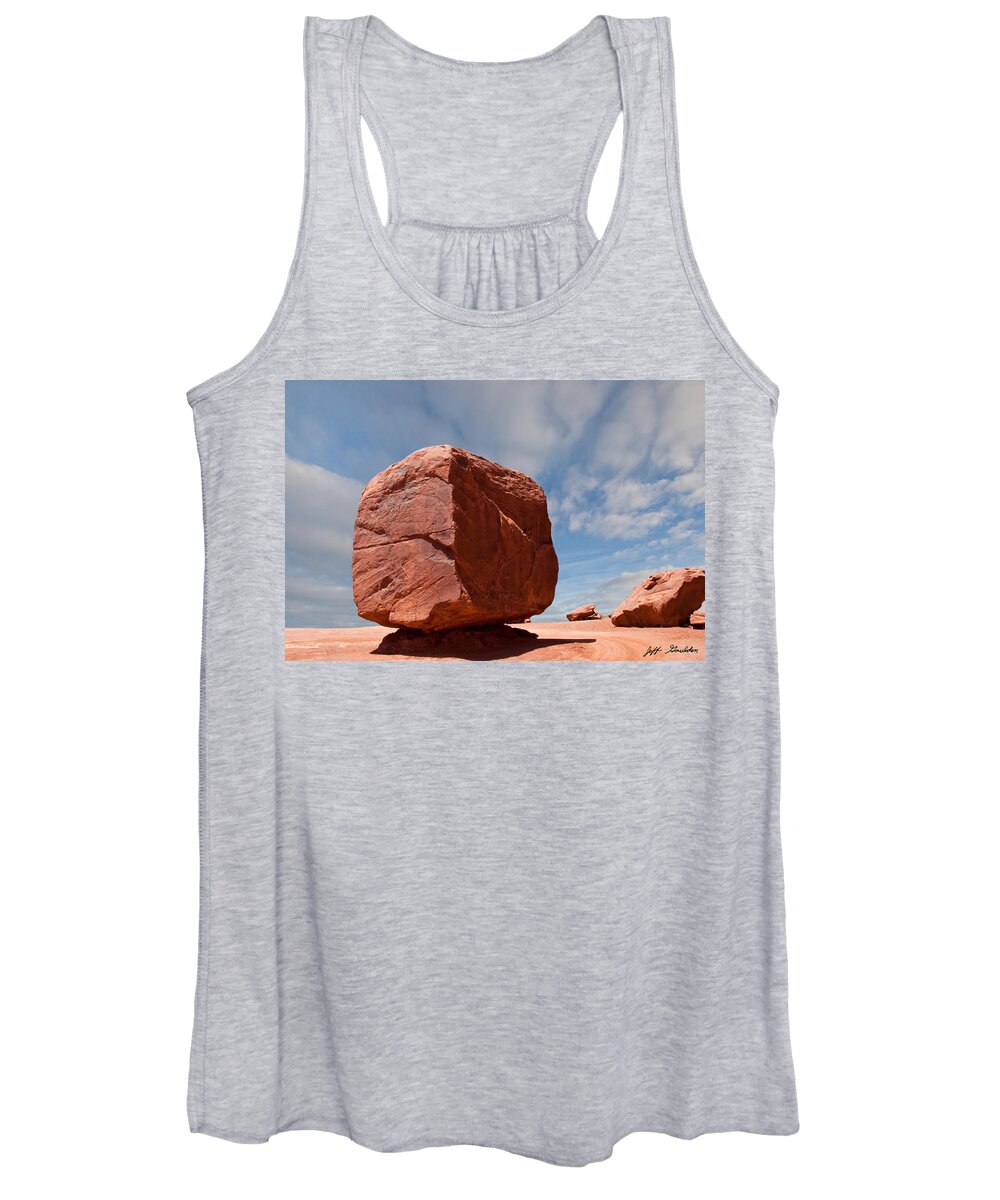 Arid Climate Women's Tank Top featuring the photograph The Cube at Monument Valley by Jeff Goulden