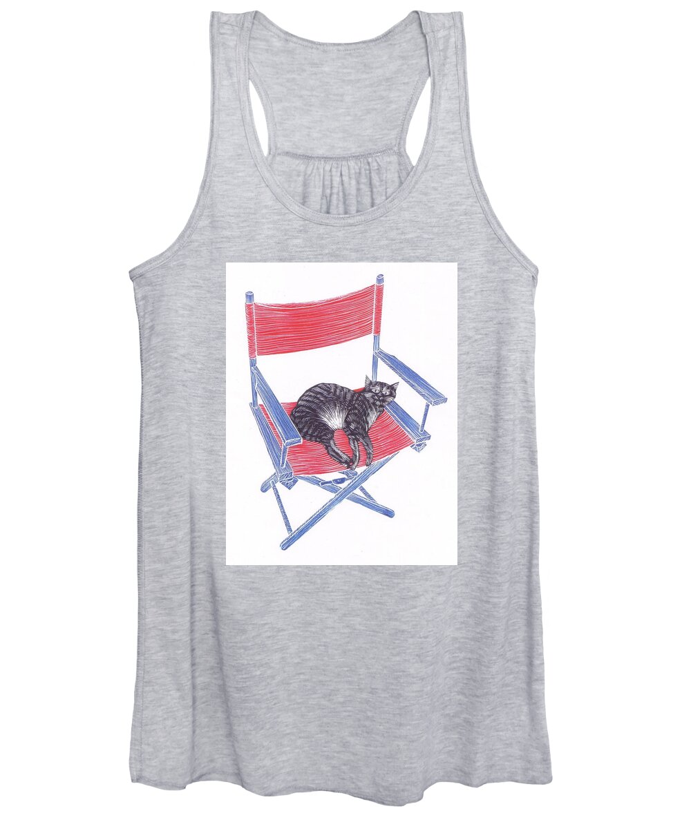 Cat Women's Tank Top featuring the drawing The Director by Jim Harris
