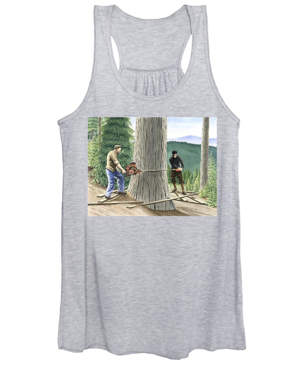Loggers Women's Tank Top featuring the drawing The Fellers by Timothy Livingston