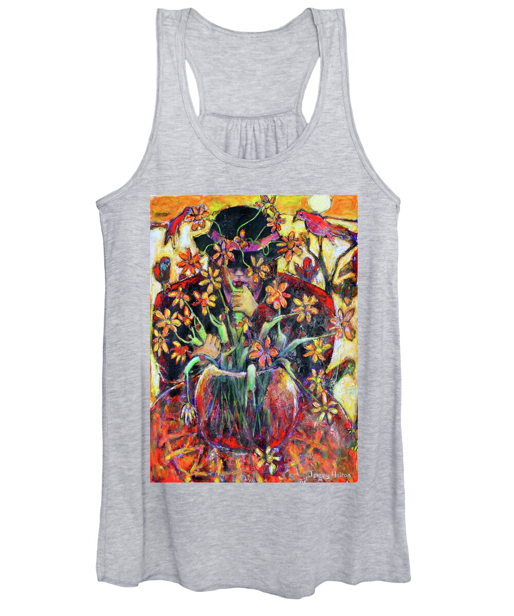 Animals Women's Tank Top featuring the painting The flower arranger by Jeremy Holton
