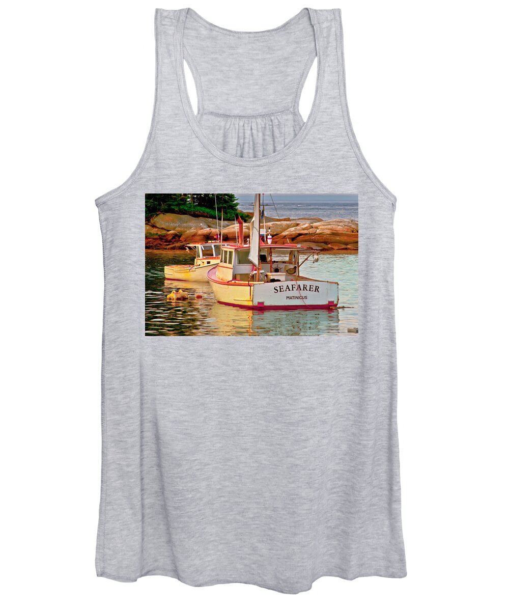 Lobster Boats Women's Tank Top featuring the photograph The KISS by Jeff Cooper